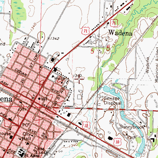 Topographic Map of City of Wadena, MN