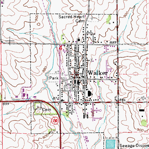Topographic Map of City of Walker, IA