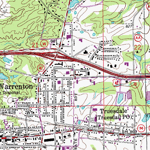 Topographic Map of City of Warrenton, MO
