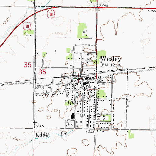 Topographic Map of City of Wesley, IA