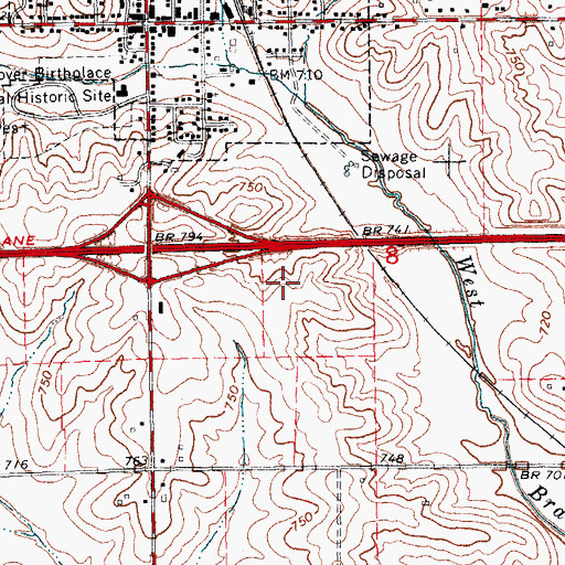 Topographic Map of City of West Branch, IA