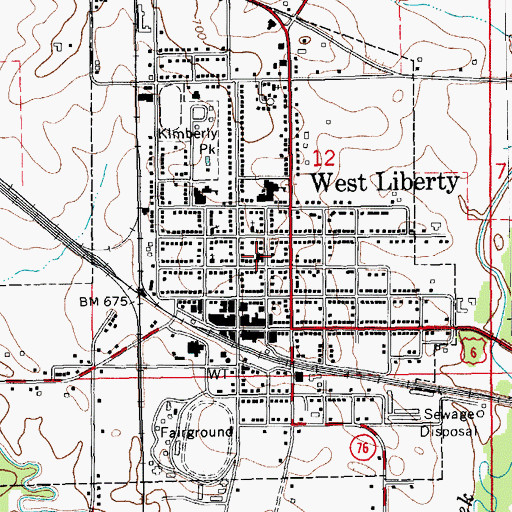 Topographic Map of City of West Liberty, IA