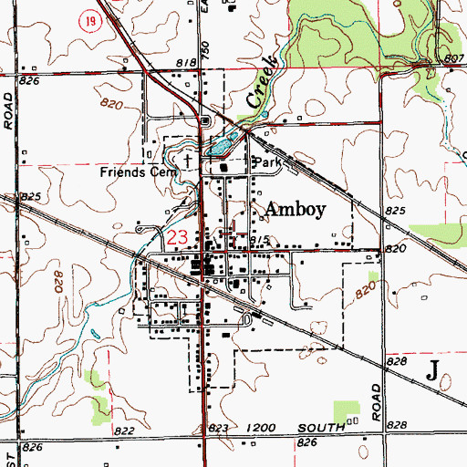 Topographic Map of Town of Amboy, IN