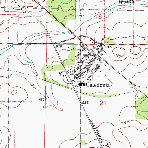 Topographic Map of Village of Caledonia, IL