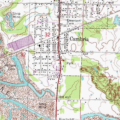 Topographic Map of Village of Cambria, IL