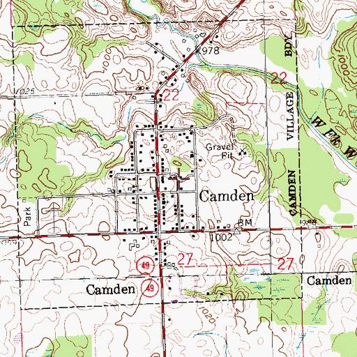 Topographic Map of Village of Camden, MI