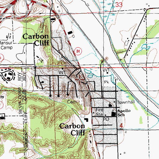 Topographic Map of Village of Carbon Cliff, IL