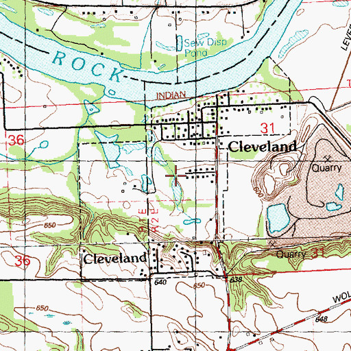Topographic Map of Village of Cleveland, IL