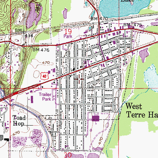Topographic Map of Town of West Terre Haute, IN