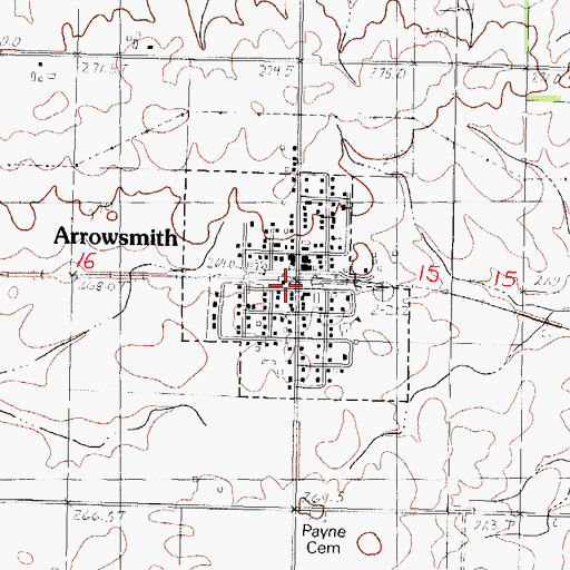 Topographic Map of Village of Arrowsmith, IL