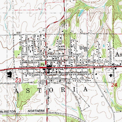 Topographic Map of Town of Astoria, IL