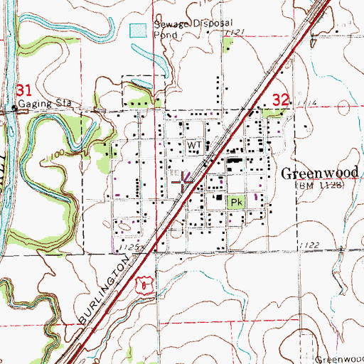 Topographic Map of Village of Greenwood, NE