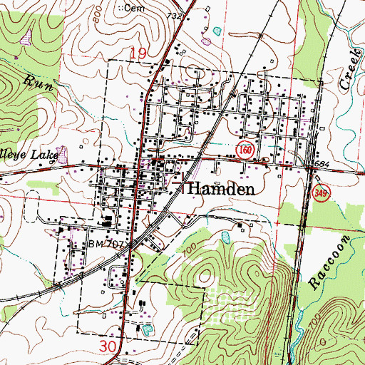 Topographic Map of Village of Hamden, OH