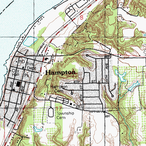 Topographic Map of Village of Hampton, IL