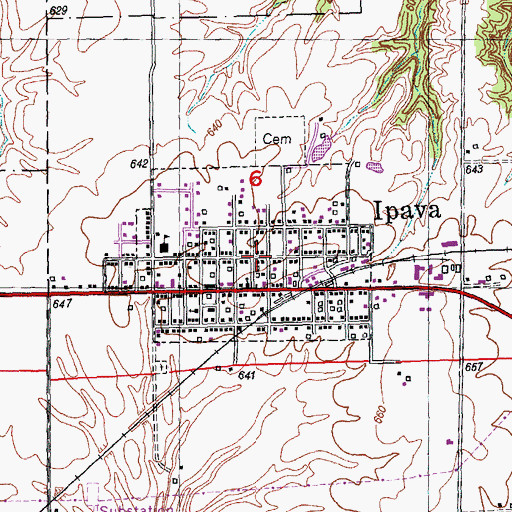 Topographic Map of Village of Ipava, IL