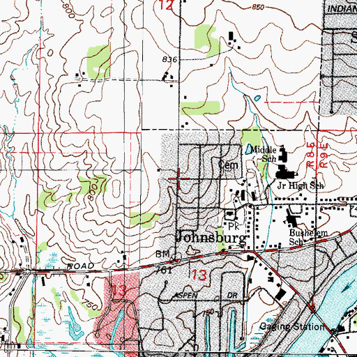 Topographic Map of Village of Johnsburg, IL