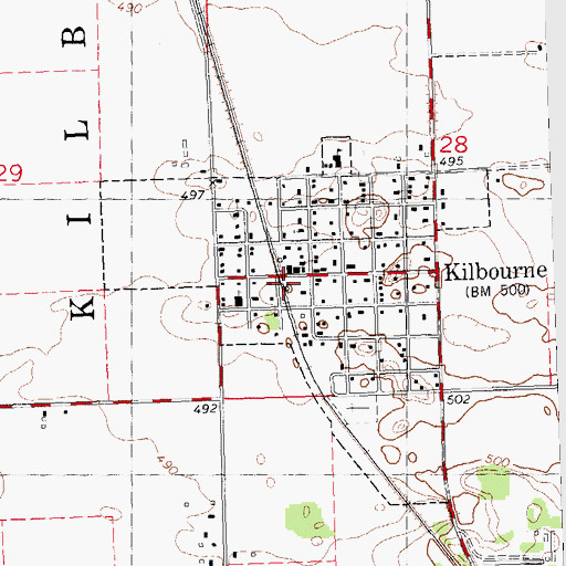 Topographic Map of Village of Kilbourne, IL