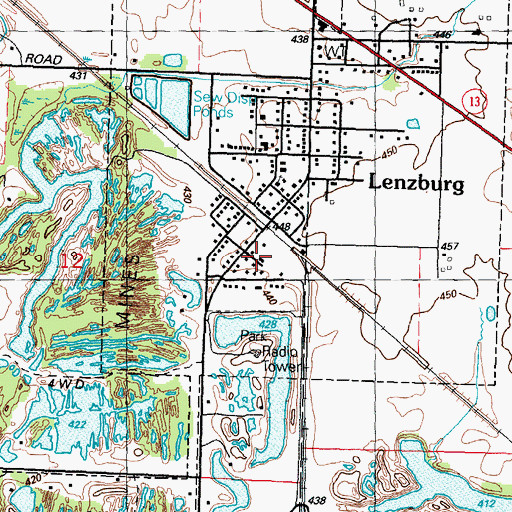 Topographic Map of Village of Lenzburg, IL