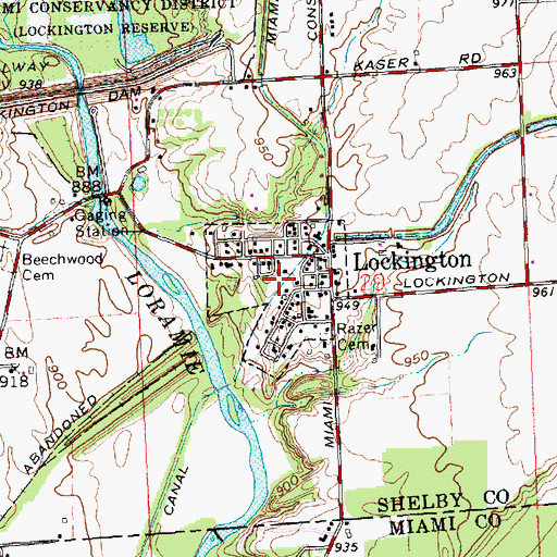Topographic Map of Village of Lockington, OH