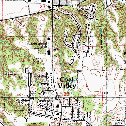 Topographic Map of Village of Coal Valley, IL
