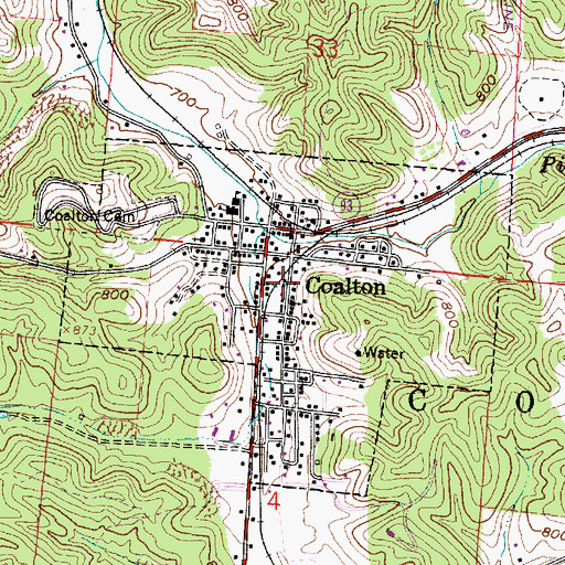 Topographic Map of Village of Coalton, OH