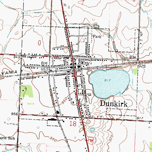 Topographic Map of Village of Dunkirk, OH