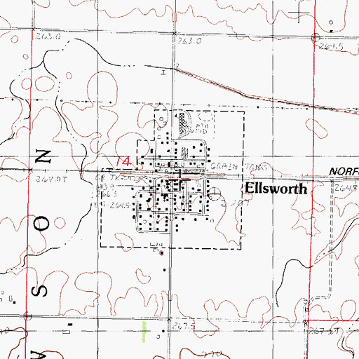 Topographic Map of Village of Ellsworth, IL