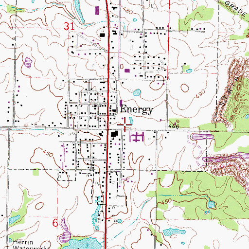 Topographic Map of Village of Energy, IL