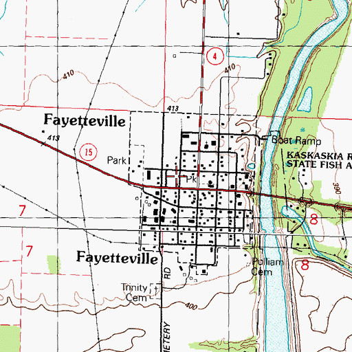 Topographic Map of Village of Fayetteville, IL