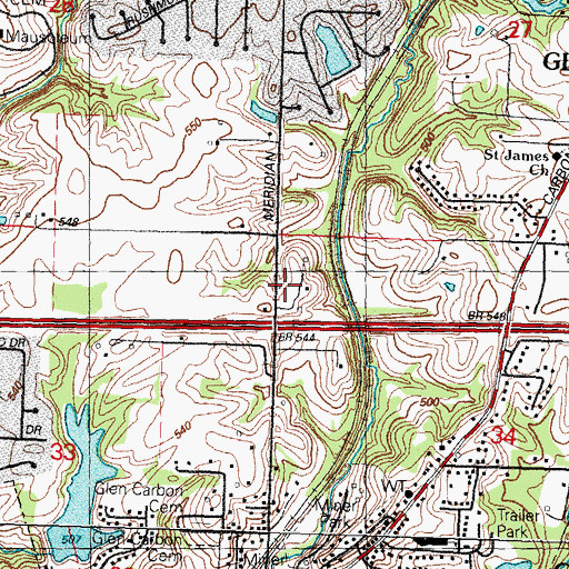 Topographic Map of Village of Glen Carbon, IL