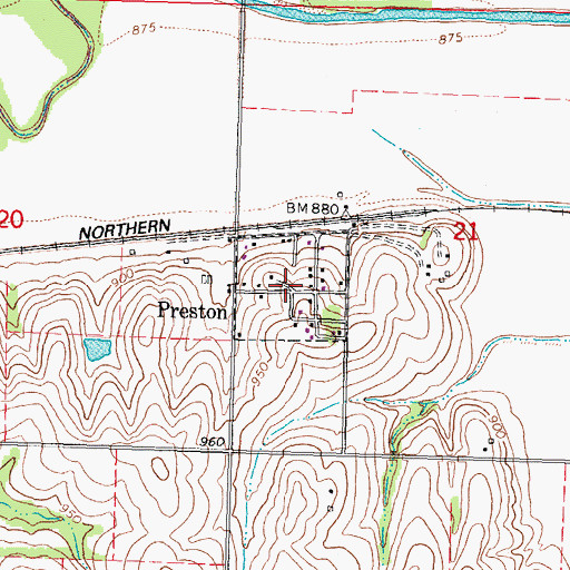 Topographic Map of Village of Preston, NE