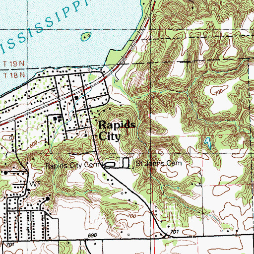 Topographic Map of Village of Rapids City, IL
