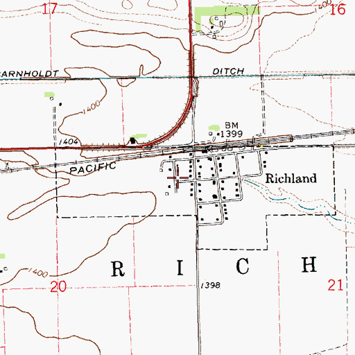 Topographic Map of Village of Richland, NE