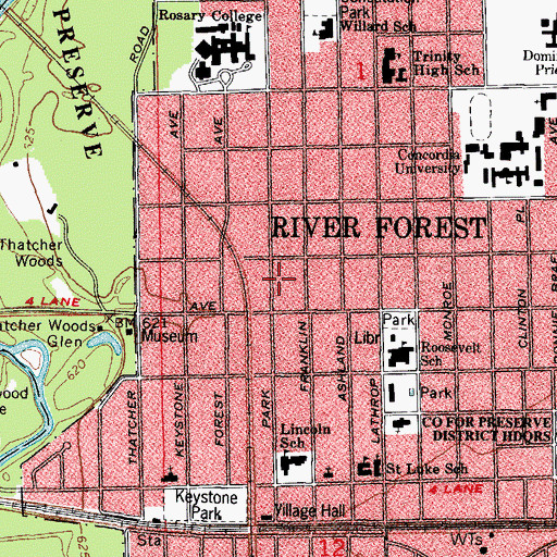 Topographic Map of Village of River Forest, IL