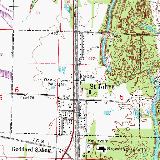 Topographic Map of Village of Saint Johns, IL