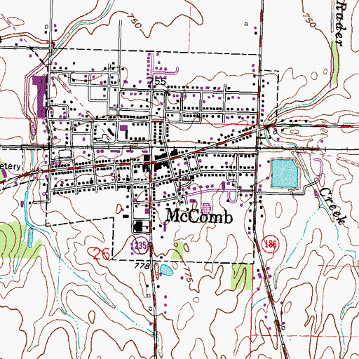 Topographic Map of Village of McComb, OH