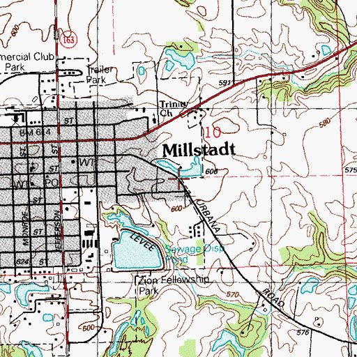 Topographic Map of Village of Millstadt, IL