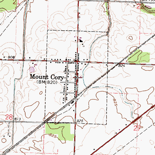 Topographic Map of Village of Mount Cory, OH