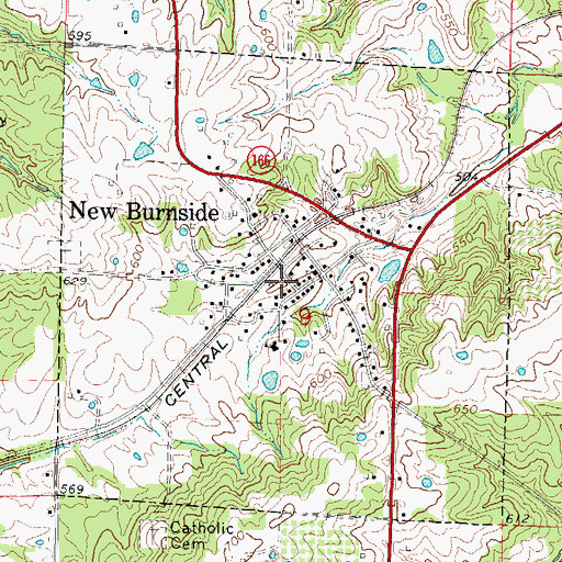 Topographic Map of Village of New Burnside, IL