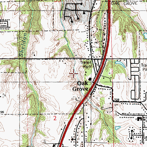Topographic Map of Village of Oak Grove, IL
