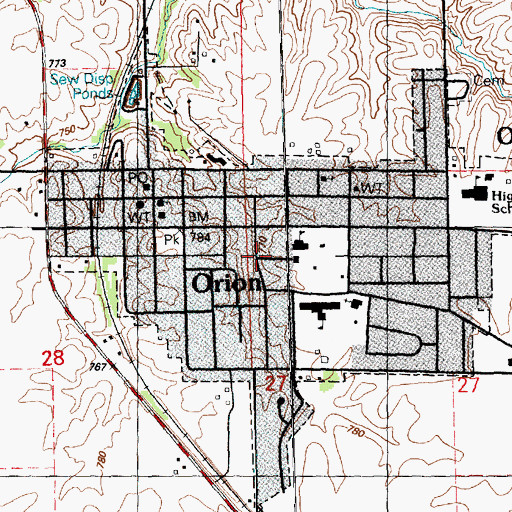 Topographic Map of Village of Orion, IL