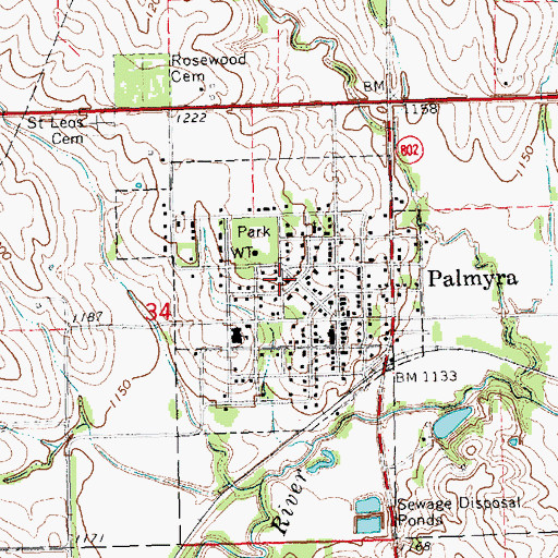 Topographic Map of Village of Palmyra, NE