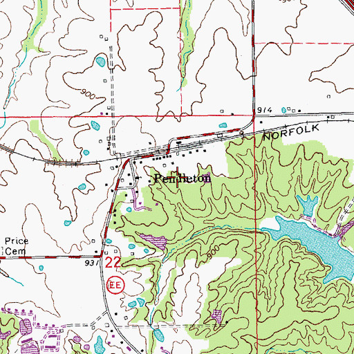 Topographic Map of Village of Pendleton, MO