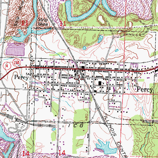 Topographic Map of Village of Percy, IL