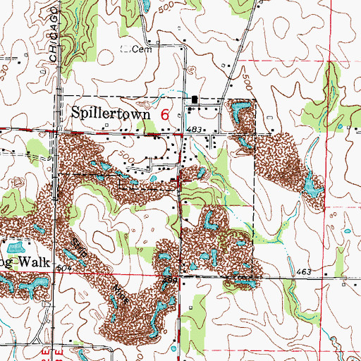 Topographic Map of Village of Spillertown, IL