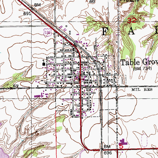 Topographic Map of Village of Table Grove, IL