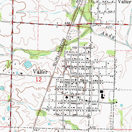 Topographic Map of Village of Valier, IL