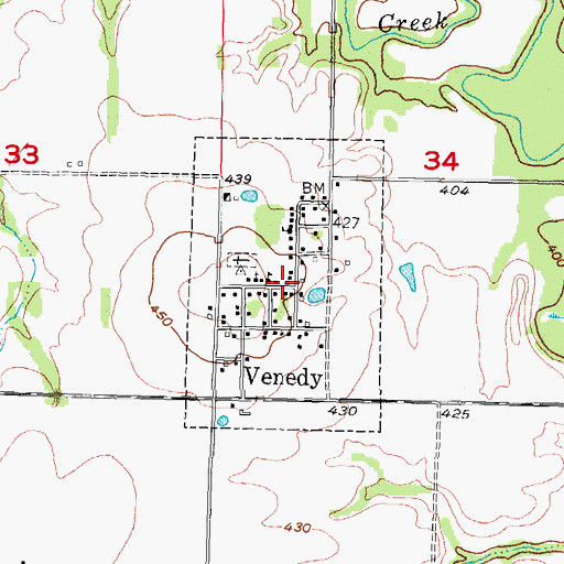 Topographic Map of Village of Venedy, IL