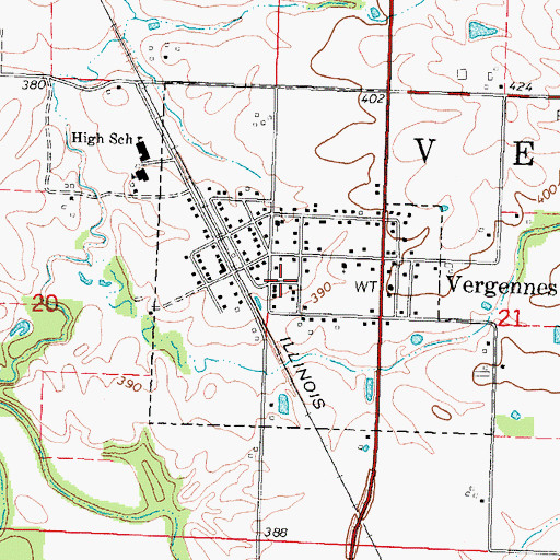 Topographic Map of Village of Vergennes, IL