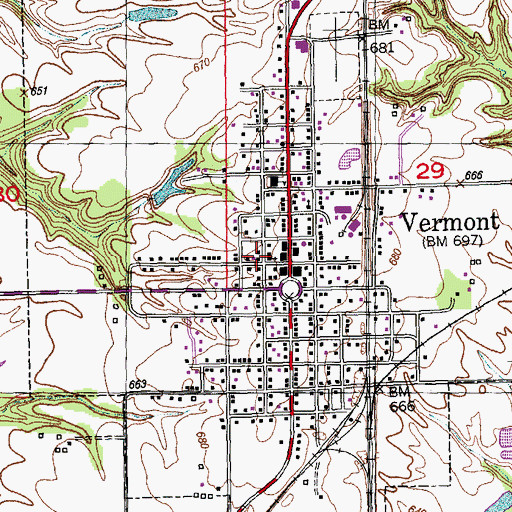 Topographic Map of Village of Vermont, IL
